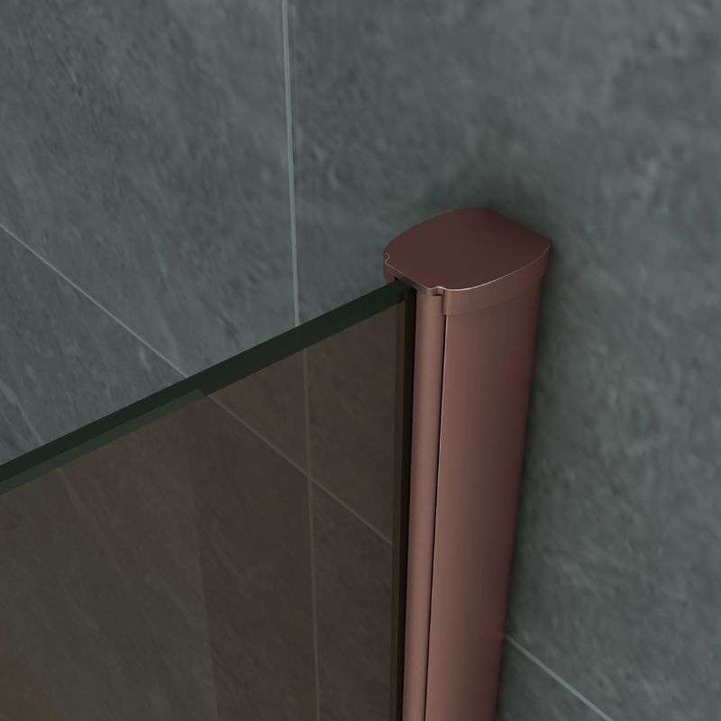 Badovo Vion douchewand 140x200 cm – champagne glas – profiel geborsteld koper