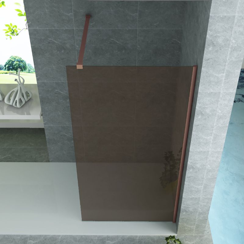 Badovo Vion douchewand 140x200 cm – champagne glas – profiel geborsteld koper