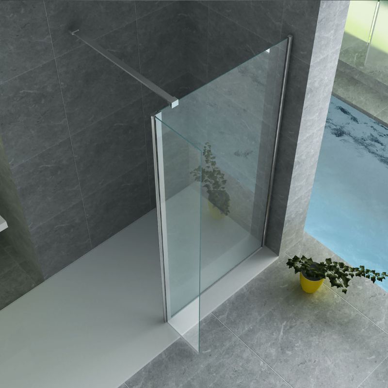 Badovo Vion zijwand helder glas – chroom – 60x200 cm