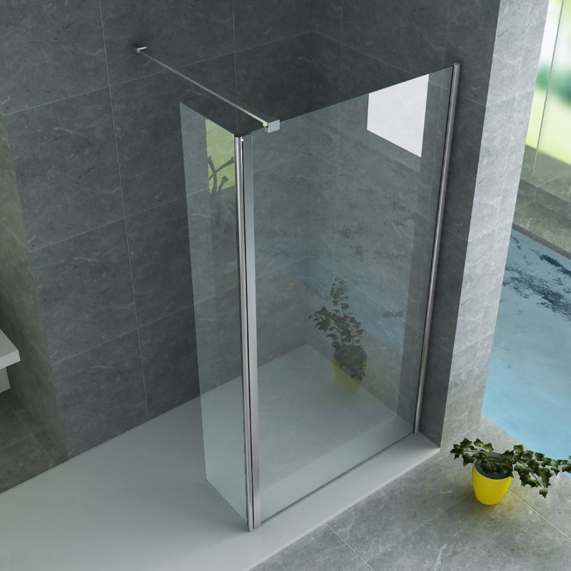Badovo Vion zijwand helder glas – chroom – 60x200 cm