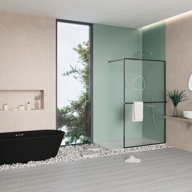 Badovo Vrijstaand Bad Rivo – Solid Surface – 170×80×58,5 cm – Mat Zwart