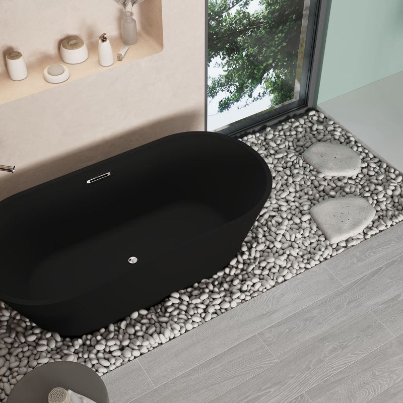 Badovo Vrijstaand Bad Rivo – Solid Surface – 170×80×58,5 cm – Mat Zwart