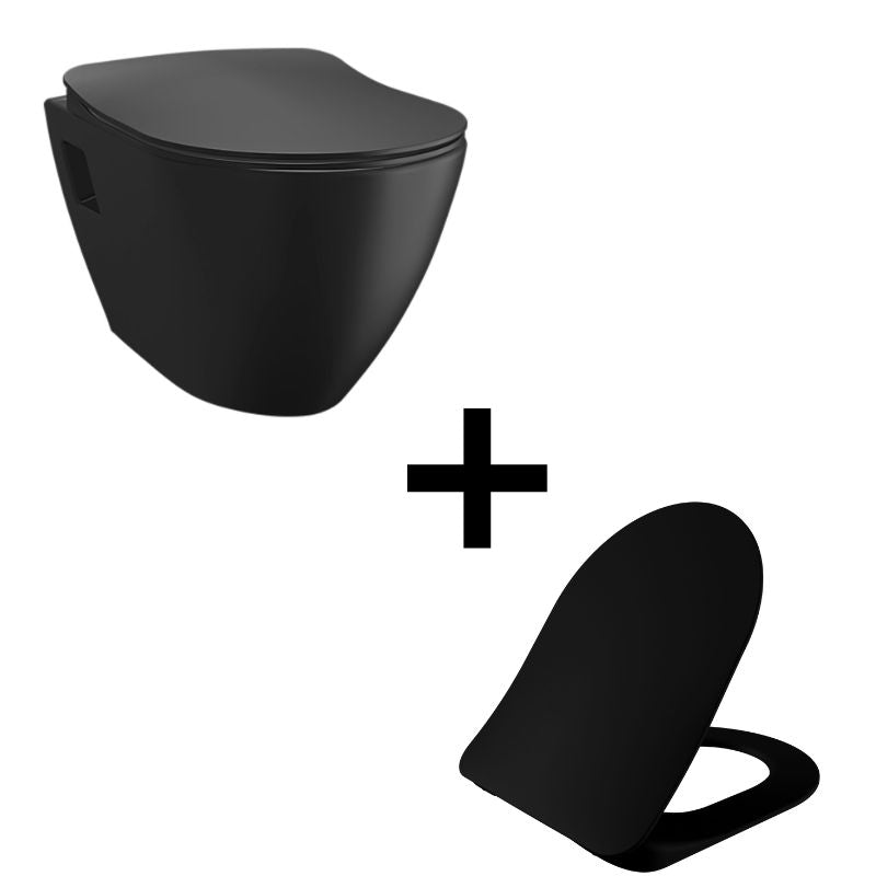 Badovo Carbon Toiletset – Hangtoilet met Slim Design Toiletzitting D-Vorm – Softclose & Quick Release – Mat Houtskool Zwart