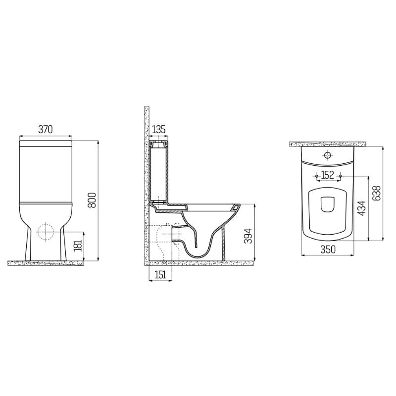 Badovo Lara Staand Toilet Set – Mat zwart – Met reservoir, softclose WC-Zitting & Dubbele spoeling – Muur/onderuitgang