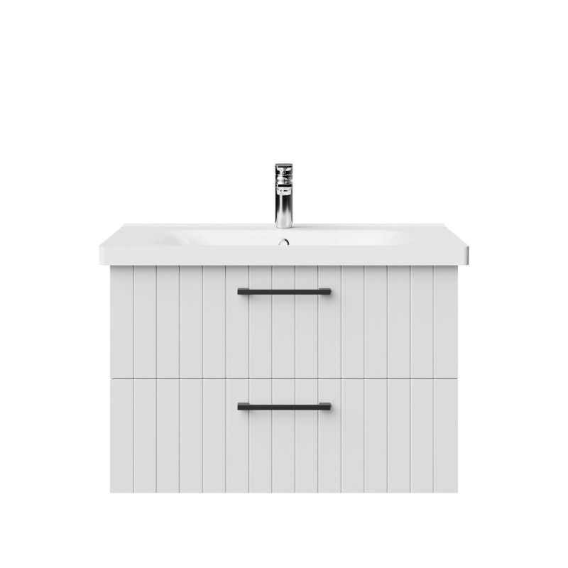 Badovo Linea badkamermeubelset 80 cm – gelakt wit – met wastafel en kolomkast
