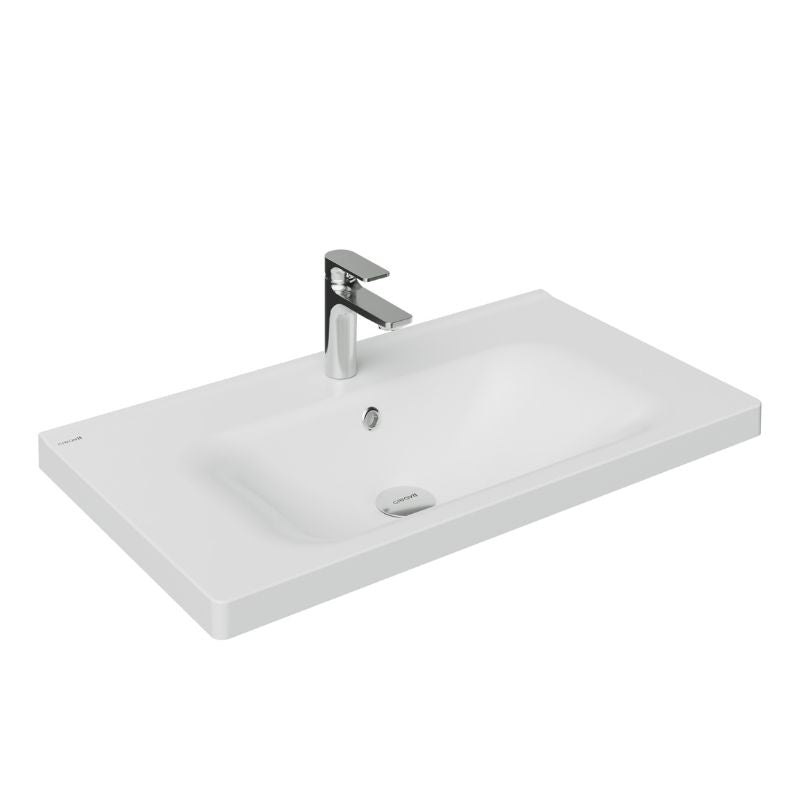 Badovo Linea badkamermeubelset 80 cm – gelakt wit – met wastafel en kolomkast