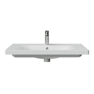 Badovo Linea badkamermeubelset 80 cm – gelakt wit – met wastafel en kolomkast