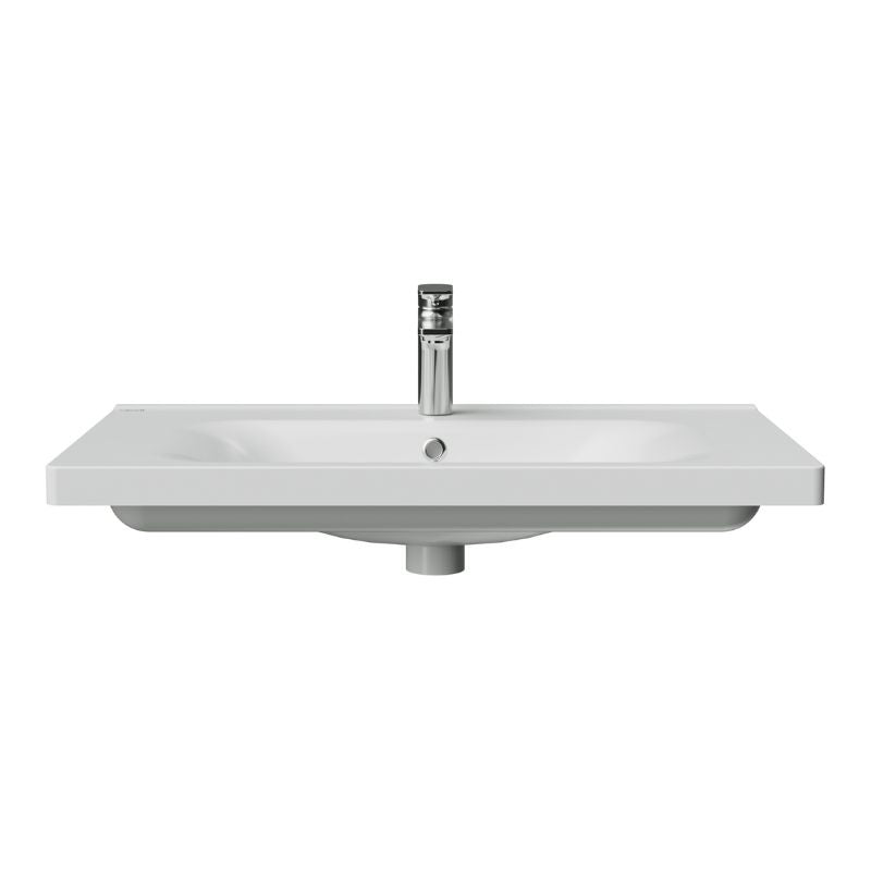 Badovo Linea badkamermeubelset 80 cm – gelakt wit – met wastafel en kolomkast