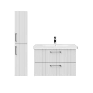 Badovo Linea badkamermeubelset 80 cm – gelakt wit – met wastafel en kolomkast
