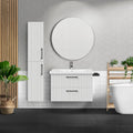 Badovo Linea badkamermeubelset 80 cm – gelakt wit – met wastafel en kolomkast