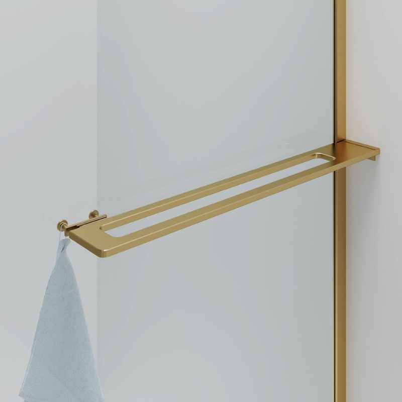 Badovo Vion Curve douchewand 100x200 cm – helder glas – profiel geborsteld goud