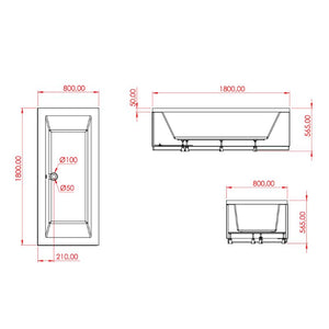 Badovo acryl ligbad glanzend wit – 180 × 80 cm