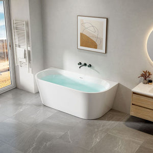 Badovo halfvrijstaand bad Rivo glanzend wit – 170 cm