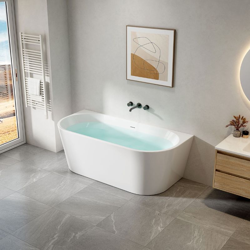 Badovo halfvrijstaand bad Rivo glanzend wit – 170 cm