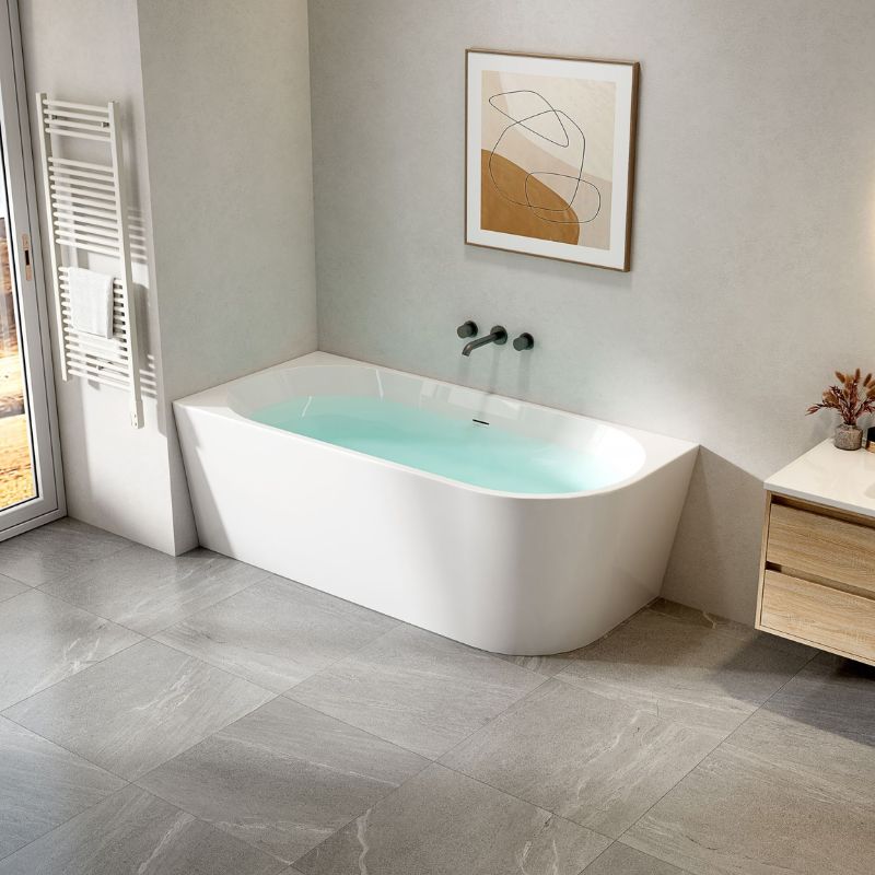 Badovo hoekbad Rivo links glanzend wit – 180 cm