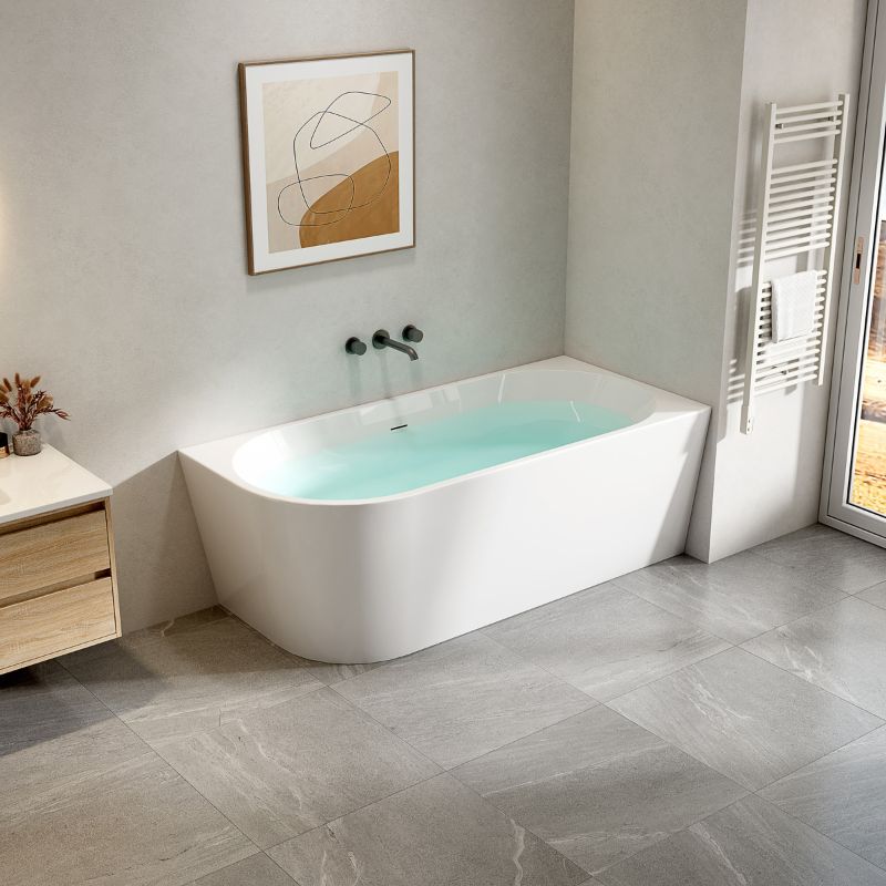 Badovo hoekbad Rivo rechts glanzend wit – 170 cm