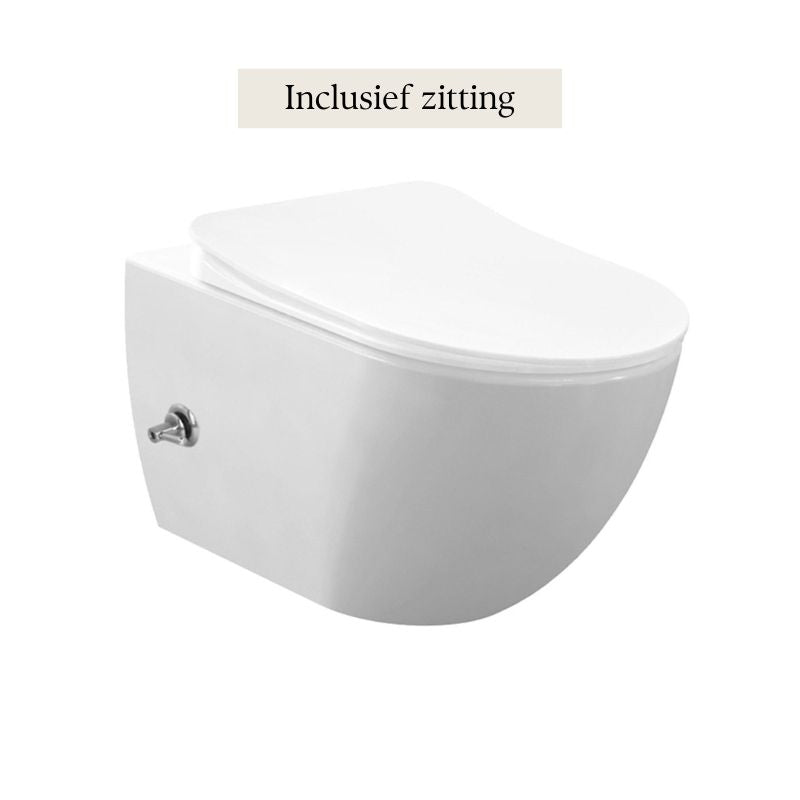 Badovo Carbon Rimless Toiletset – Inclusief Toiletbril – Glanzend Wit