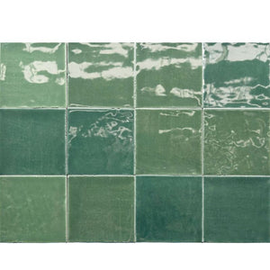 Wandtegel Mero Zellige Groen Glans 12x12 cm