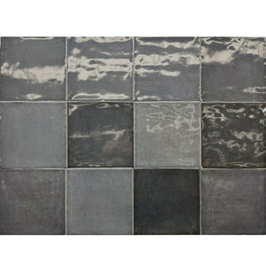 Wandtegel Mero Zellige Zwart Glans 12x12 cm