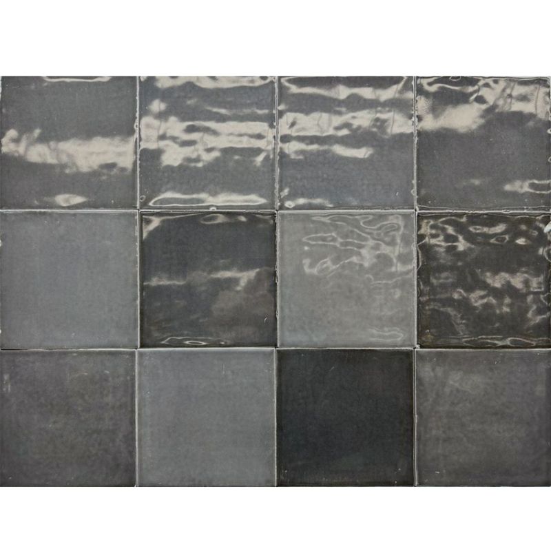 Wandtegel Mero Zellige Zwart Glans 12x12 cm