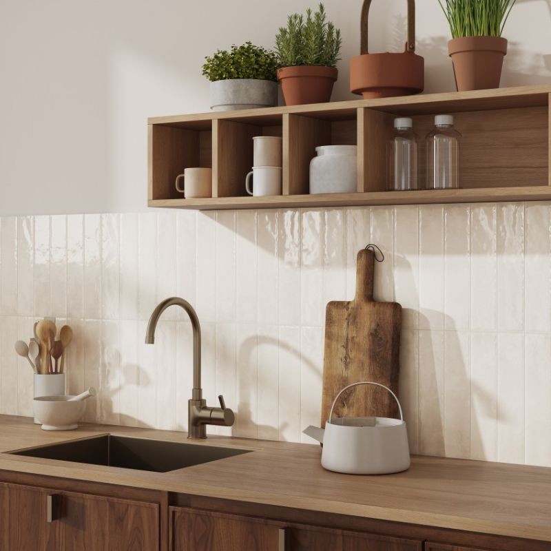 Handvorm Tegel Mero Glans Wit 6,5x29,8 cm